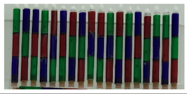 Figure 1. Experimental setup showing randomized filter order in the test tubes.